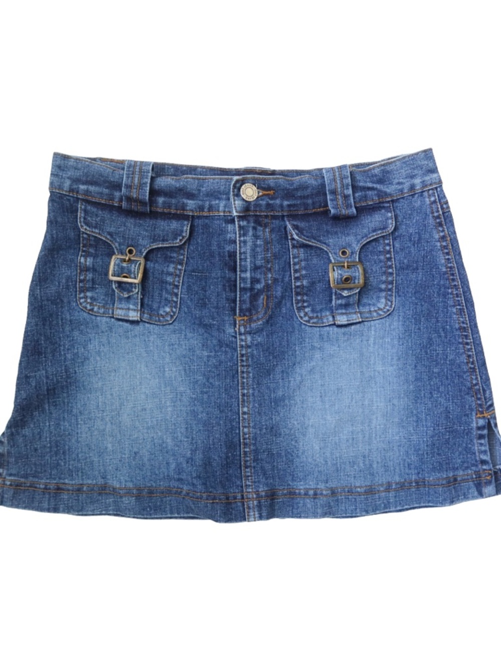 Out Jeans Buckle Pocket Denim Mini Skirt